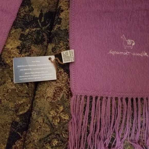 Soft warm, alpaca wool blend, woven scarf, purple, not itchy Alpaca Camargo Peru - Picture 5 of 6
